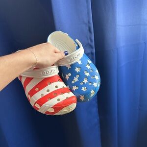 American Flag Crocs Size 7W